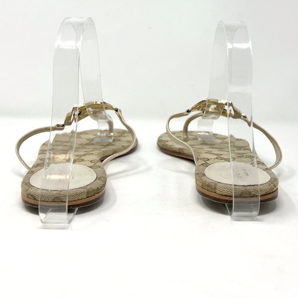 Gucci Monogram Heart Logo Thong Sandals Beige Gold Size EU 38.5 - Picture 5 of 9